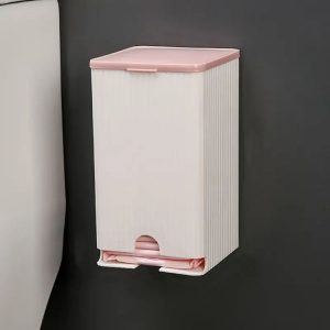 Bathroom Wall-mounted Sanitary Napkin Organizer Multifunctional Cotton Swab Tissue Box (Pink)