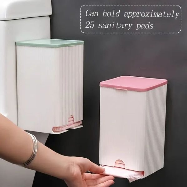 Bathroom Wall-mounted Sanitary Napkin Organizer Multifunctional Cotton Swab Tissue Box (Pink) - Image 4