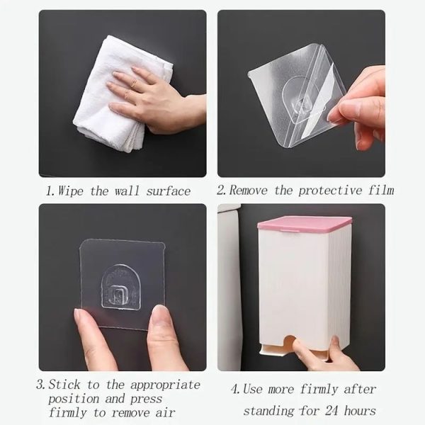 Bathroom Wall-mounted Sanitary Napkin Organizer Multifunctional Cotton Swab Tissue Box (Pink) - Image 5