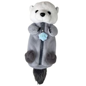 Cute Otter Plush Pen Pouch Practical Cartoon Animal Student Stationery Storage Bag (Grey)