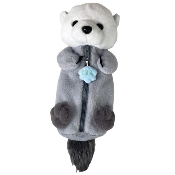 Cute Otter Plush Pen Pouch Practical Cartoon Animal Student Stationery Storage Bag (Grey)