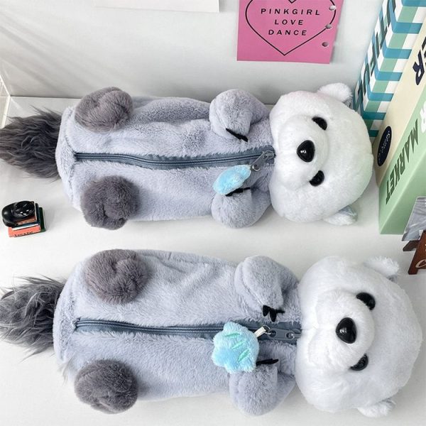 Cute Otter Plush Pen Pouch Practical Cartoon Animal Student Stationery Storage Bag (Grey) - Image 2