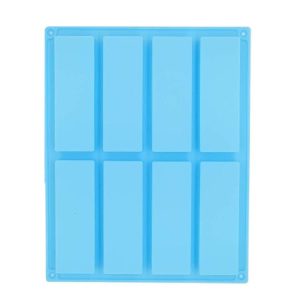 8 Grids Rectangular Silicone Handmade Soap Mould DIY Aromatherapy Mould (Light Blue)