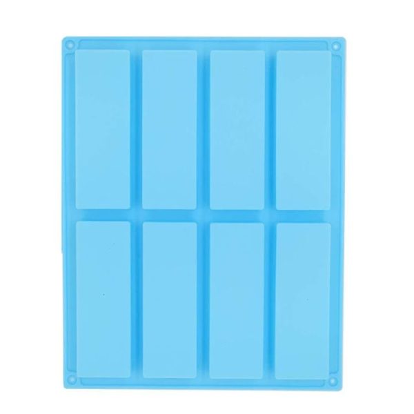 8 Grids Rectangular Silicone Handmade Soap Mould DIY Aromatherapy Mould (Light Blue)