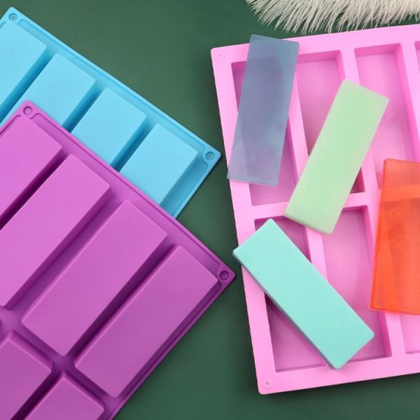 8 Grids Rectangular Silicone Handmade Soap Mould DIY Aromatherapy Mould (Light Blue) - Image 2