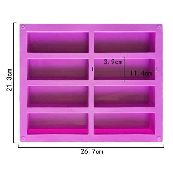 8 Grids Rectangular Silicone Handmade Soap Mould DIY Aromatherapy Mould (Light Blue) - Image 4