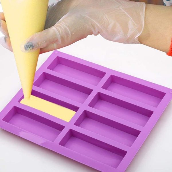 8 Grids Rectangular Silicone Handmade Soap Mould DIY Aromatherapy Mould (Light Blue) - Image 5