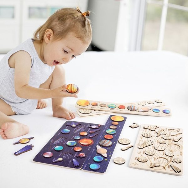 Children Universe Planet Cognition Puzzle Matching Board Early Learning Educational Toy, Style: Solar System - Image 2
