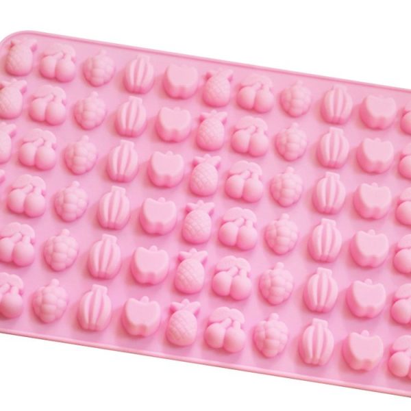 66 Grids Fruit Silicone Fudge Molds Mini Candy Molds (Pink) - Image 3
