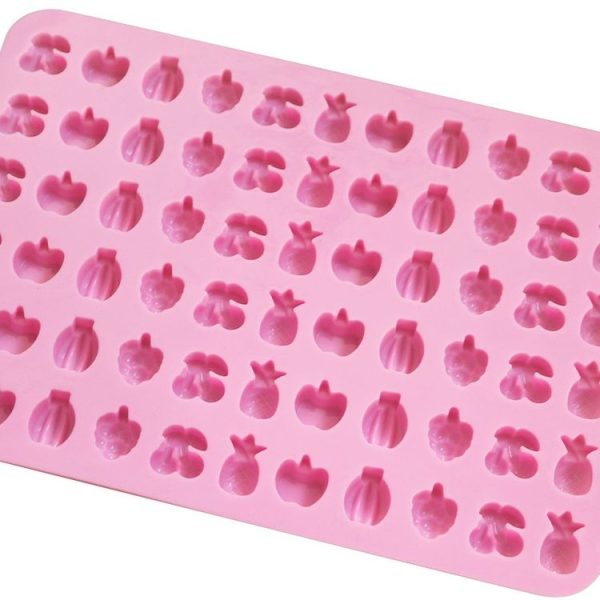 66 Grids Fruit Silicone Fudge Molds Mini Candy Molds (Pink) - Image 4