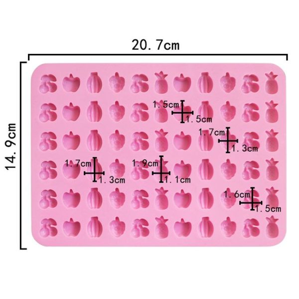 66 Grids Fruit Silicone Fudge Molds Mini Candy Molds (Pink) - Image 5