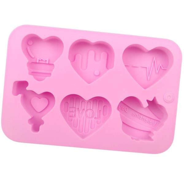 6 Grids Heart Shape Silicone Cake Model DIY Baking Handmade Soap Model (Pink) - Image 3