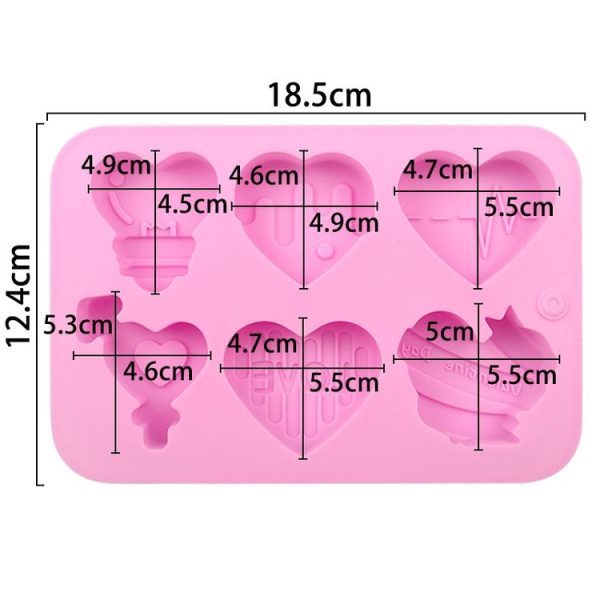 6 Grids Heart Shape Silicone Cake Model DIY Baking Handmade Soap Model (Pink) - Image 4