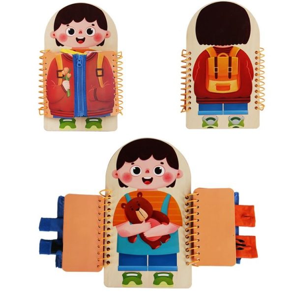 Children Wooden Multi-layer Practice Dressing Board Montessori Early Learning Educational Toy (Girl Model) - Image 2