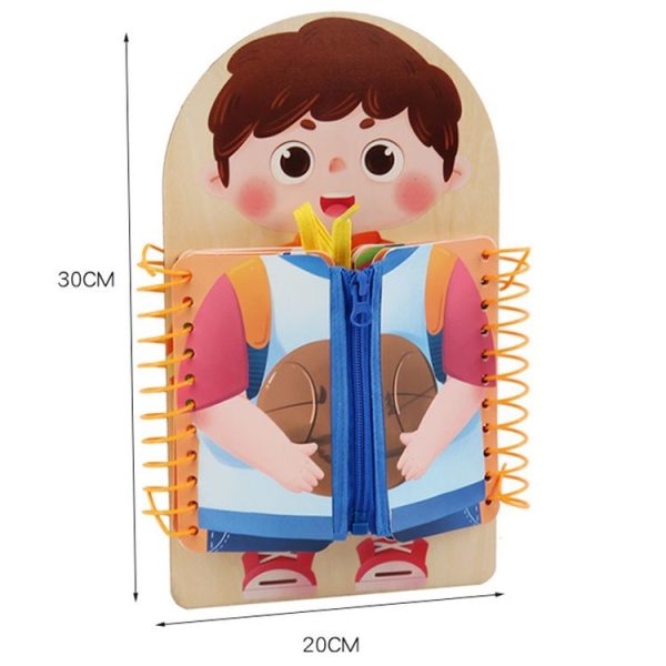 Children Wooden Multi-layer Practice Dressing Board Montessori Early Learning Educational Toy (Girl Model) - Image 3