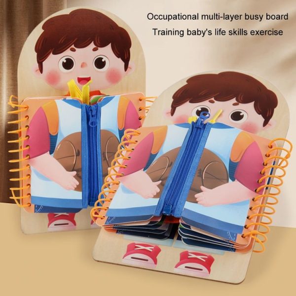 Children Wooden Multi-layer Practice Dressing Board Montessori Early Learning Educational Toy (Girl Model) - Image 4