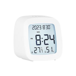 Multifunctional Temperature and Humidity LCD Clock Home Bedside Alarm Clock (2306 White)