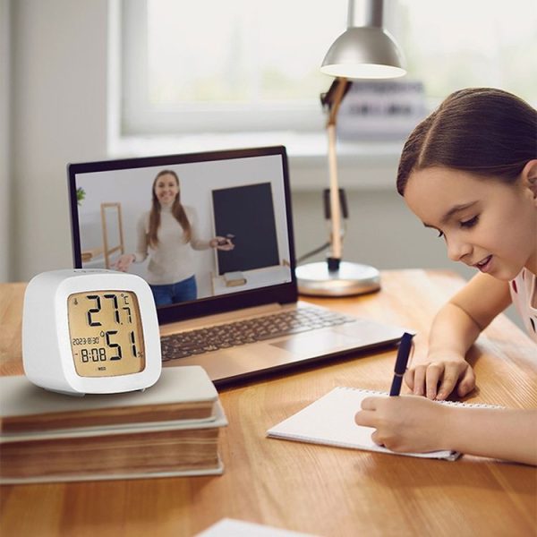 Multifunctional Temperature and Humidity LCD Clock Home Bedside Alarm Clock (2306 White) - Image 9