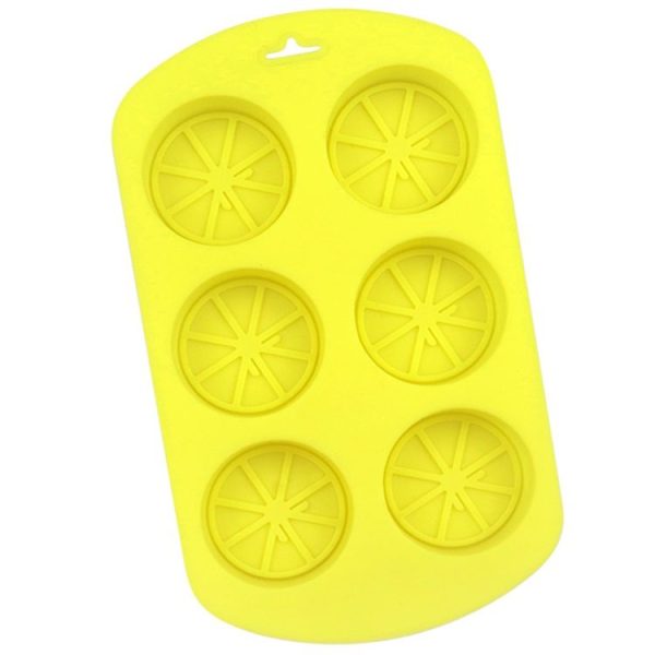6 Grids Round Lemon Shape Silicone Moon Cake Model Kitchen Baking Handmade Cake Mold (Yellow) - Image 3