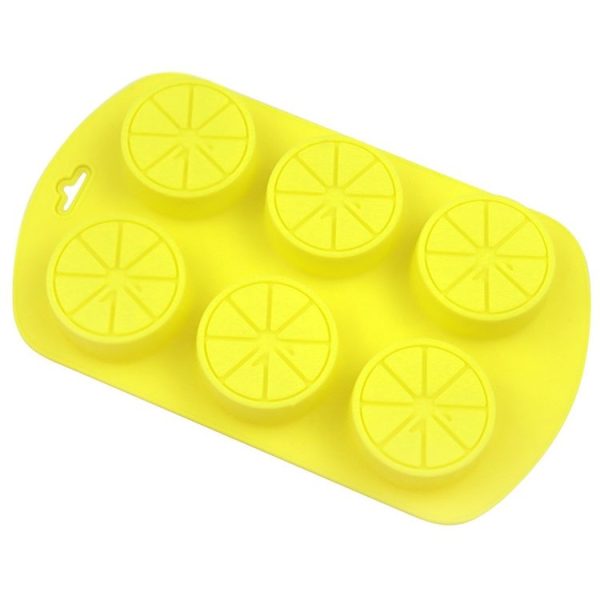 6 Grids Round Lemon Shape Silicone Moon Cake Model Kitchen Baking Handmade Cake Mold (Yellow) - Image 4