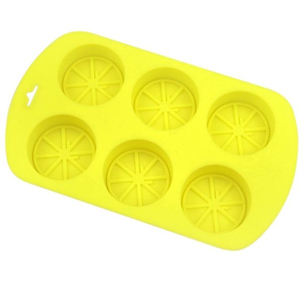 6 Grids Round Lemon Shape Silicone Moon Cake Model Kitchen Baking Handmade Cake Mold (Yellow) - Image 5
