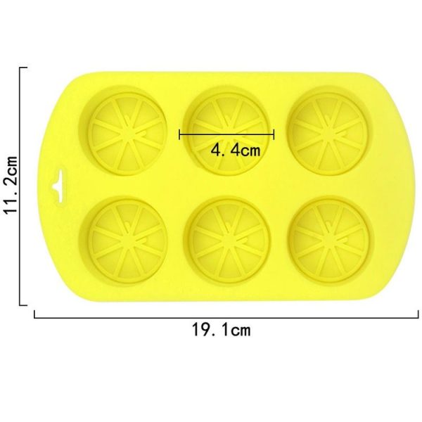 6 Grids Round Lemon Shape Silicone Moon Cake Model Kitchen Baking Handmade Cake Mold (Yellow) - Image 6