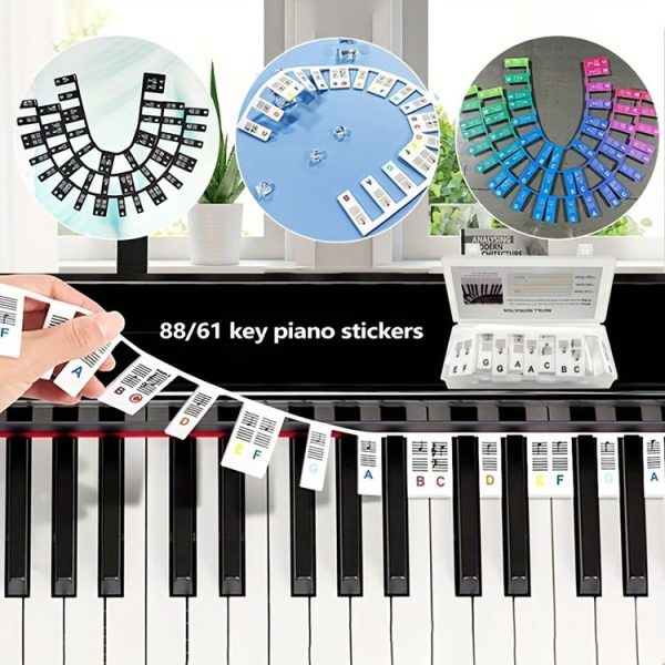 Silicone Piano Notes Guide Removable Piano Keyboard, Spec: 88 Keys White Bottom Black Text - Image 2