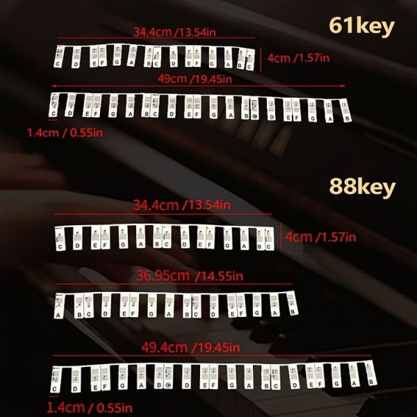 Silicone Piano Notes Guide Removable Piano Keyboard, Spec: 88 Keys White Bottom Black Text - Image 3