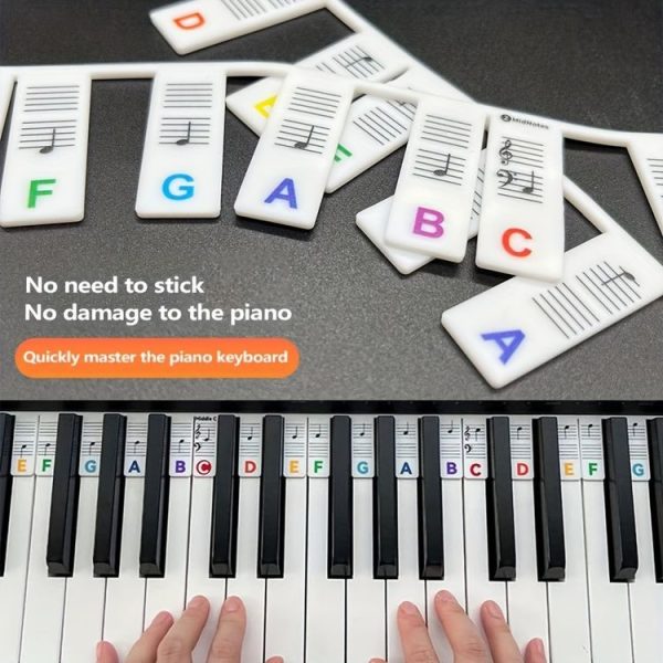 Silicone Piano Notes Guide Removable Piano Keyboard, Spec: 88 Keys White Bottom Black Text - Image 4