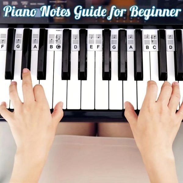 Silicone Piano Notes Guide Removable Piano Keyboard, Spec: 88 Keys White Bottom Black Text - Image 6