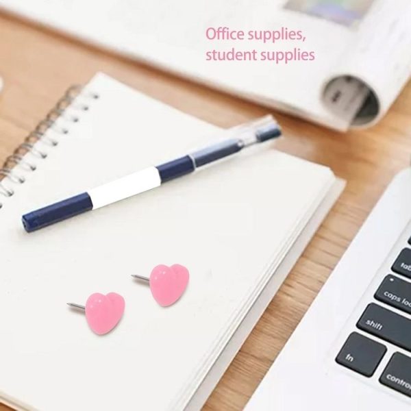 100pcs / Box 7.9x5.8x3cm Love Plastic Studs DIY Office School Colorful Pins (Red) - Image 4
