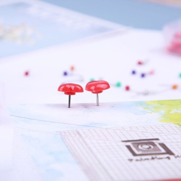 100pcs / Box 7.9x5.8x3cm Love Plastic Studs DIY Office School Colorful Pins (Red) - Image 5