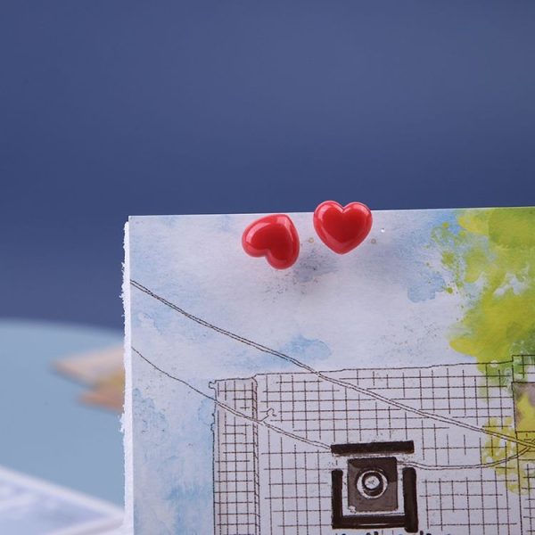 100pcs / Box 7.9x5.8x3cm Love Plastic Studs DIY Office School Colorful Pins (Red) - Image 6