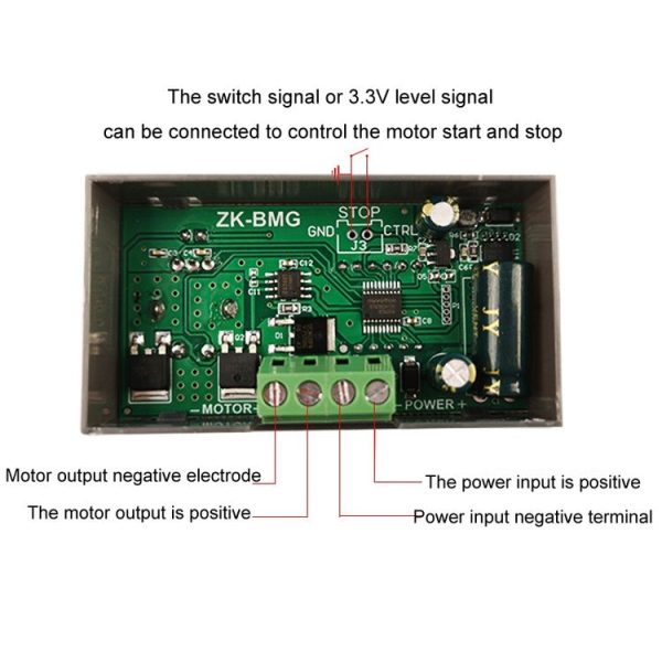 9-60V / 12A / 500W PWM Motor Fan DC Motor Speed Controller (With Shell) - Image 5