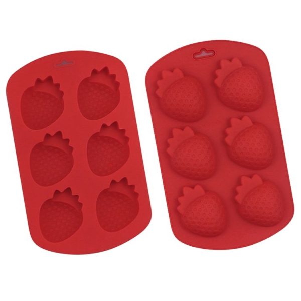 6 Grids Strawberry Silicone Cake Mold Baking DIY Chocolate Mould (Red) - Image 2