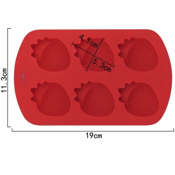 6 Grids Strawberry Silicone Cake Mold Baking DIY Chocolate Mould (Red) - Image 3