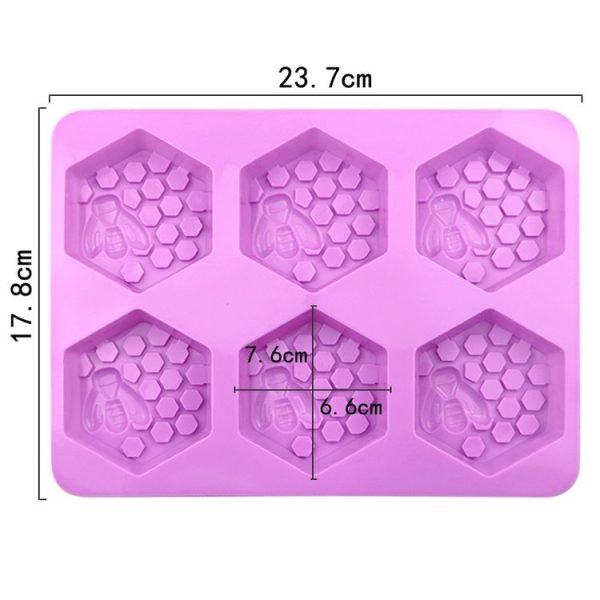 6 Grids Bee Hive Silicone Cake Molds Handmade Aroma Soap Mould (Purple) - Image 3