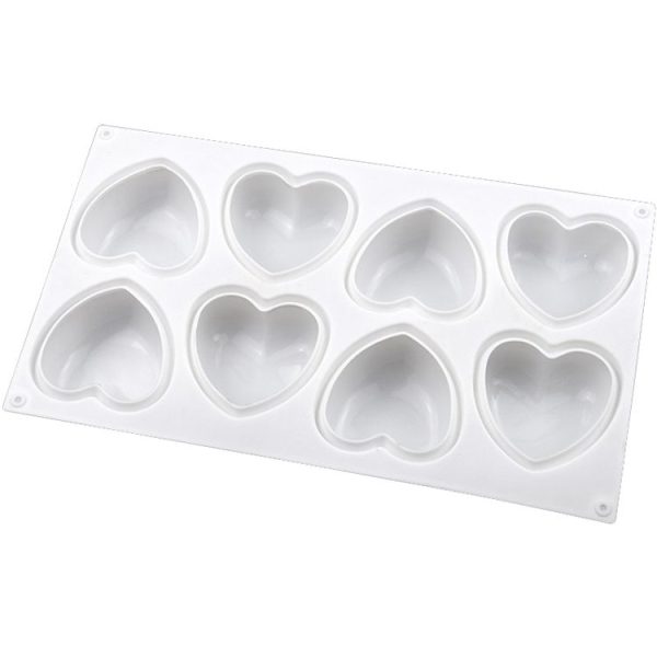 8 Grids Heart Silicone Chocolate Mold Handmade Aroma Soap Mould (White)