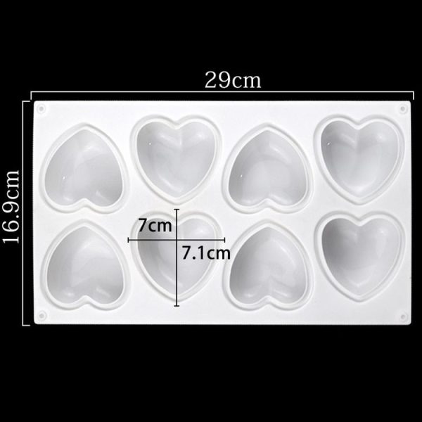 8 Grids Heart Silicone Chocolate Mold Handmade Aroma Soap Mould (White) - Image 3