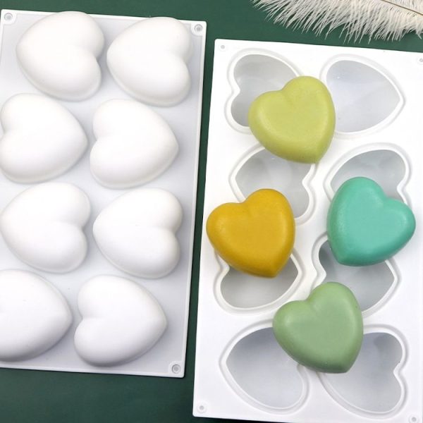 8 Grids Heart Silicone Chocolate Mold Handmade Aroma Soap Mould (White) - Image 6