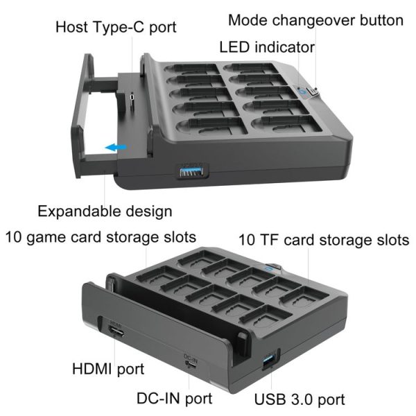 Switch / Switch OLED Iplay NG-SW279 Cast Screen Charger Video Conversion Dock With Storage (Black) - Image 3