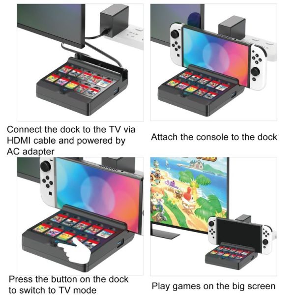Switch / Switch OLED Iplay NG-SW279 Cast Screen Charger Video Conversion Dock With Storage (Black) - Image 6