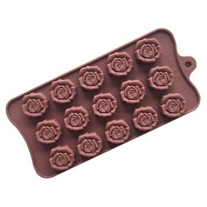 15 Grids Dimensional Rose Chocolate Mould Silicone Handmade Soap Molds (Chocolate Color)