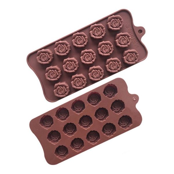 15 Grids Dimensional Rose Chocolate Mould Silicone Handmade Soap Molds (Chocolate Color) - Image 2