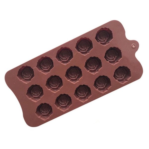 15 Grids Dimensional Rose Chocolate Mould Silicone Handmade Soap Molds (Chocolate Color) - Image 4