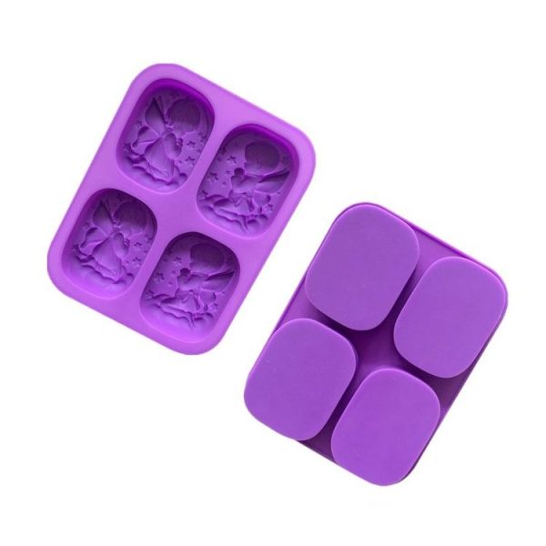 4 Grids Male And Female Angel Soap Mould Silicone Cake Mold (Purple) - Image 2