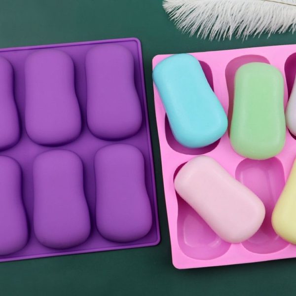 6 Grids Handmade Aromatherapy Soap Mould Baking DIY Silicone Molds (Purple) - Image 4