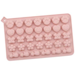 34 Grids Cats Butterfly Flower Silicone Mould DIY Cookie And Candy Decoration Molds (Pink)