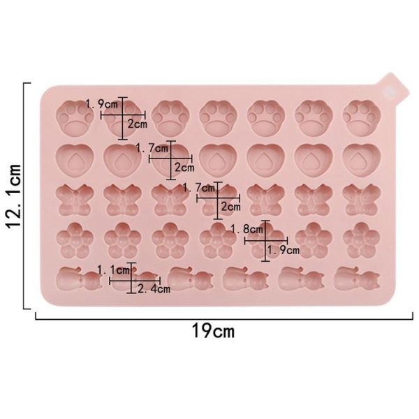 34 Grids Cats Butterfly Flower Silicone Mould DIY Cookie And Candy Decoration Molds (Pink) - Image 3