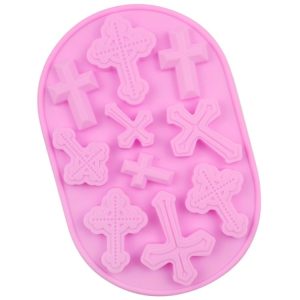 10 Grids Vintage Cross Silicone Chocolate Mould Cake Decoration Molds (Pink)